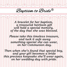 Load image into Gallery viewer, 14K Gold Baptism to Bride Cross Bracelet Baby Baptism Gift