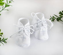 Load image into Gallery viewer, White Boys Baptism Shoe With Cross: 1