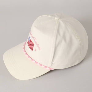 The Land of Freedom Flag Embroidered Trucker Hat: Red / ONE SIZE