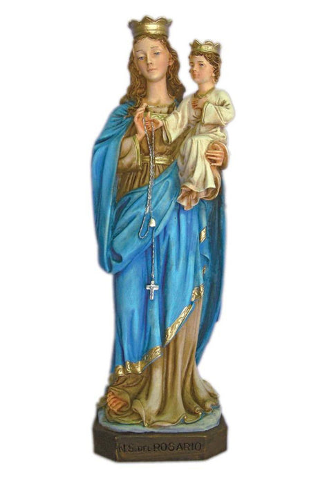 Our Lady of The Rosary in Fully Hand-Painted Alabaster 11