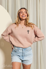 Load image into Gallery viewer, JESUS HAS MY BACK Mineral Graphic Sweatshirt: SOFT PINK