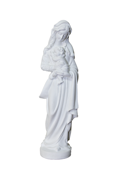 Madonna & Child Statue in simple white 6.25