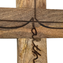 Load image into Gallery viewer, Faith Script Mango Wood Wall Cross – Natural Finish