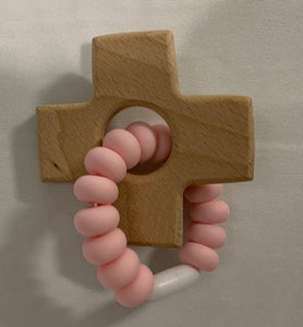 Wood Cross Silicon Teether