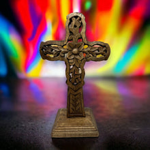 Load image into Gallery viewer, "Vineyard" Hand Carved Wood Table Cross