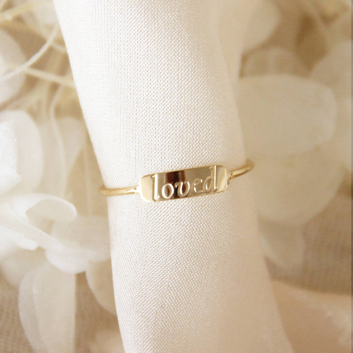 Loved Ring, John 3:16, Christian Gift Jewelry: Yellow Gold / 5