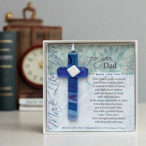 Dad Gift USA Handmade Glass Cross Christian Gift 4414