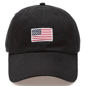 American Flag Patched Cotton Baseball Cap: ROYAL BLUE / ONE SIZE