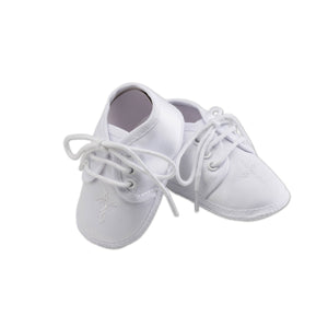 White Boys Baptism Shoe With Cross: 1