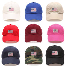 Load image into Gallery viewer, American Flag Patched Cotton Baseball Cap: ROYAL BLUE / ONE SIZE