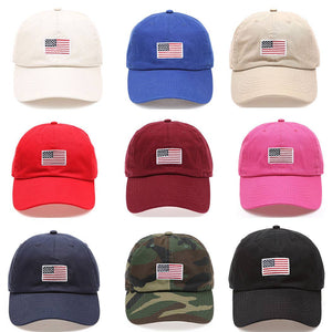 American Flag Patched Cotton Baseball Cap: ROYAL BLUE / ONE SIZE