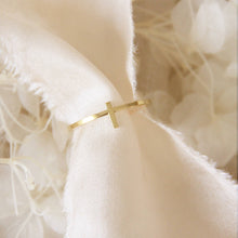 Load image into Gallery viewer, Dainty Cross Ring: Yellow Gold / 5