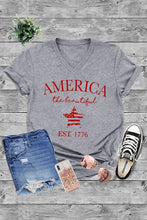 Load image into Gallery viewer, Unisex Short Sleeve V Neck T-Shirt: White/Red / L