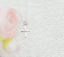 Load image into Gallery viewer, Girls Sterling Silver Holy Communion Cross Necklace for Kids: 14 inch