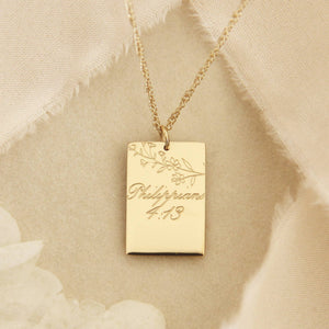 I Can Do All Things Through Him Necklace, Philippians 4:13: Yellow Gold