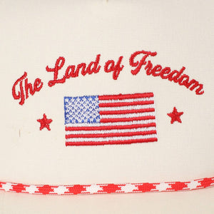 The Land of Freedom Flag Embroidered Trucker Hat: Red / ONE SIZE