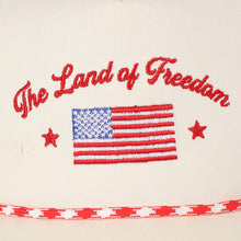 Load image into Gallery viewer, The Land of Freedom Flag Embroidered Trucker Hat: ROYAL BLUE / ONE SIZE