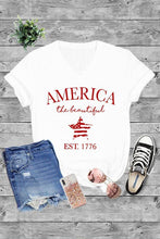 Load image into Gallery viewer, Unisex Short Sleeve V Neck T-Shirt: White/Red / L