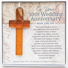 Load image into Gallery viewer, 50th Anniversary Gift USA Handmade Glass Cross 4407