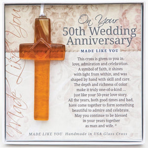 50th Anniversary Gift USA Handmade Glass Cross 4407