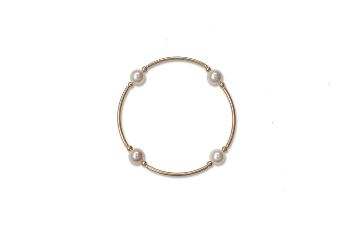 8mm White Blessing Bracelet with Gold Filled Tubes: S