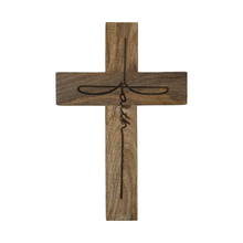 Load image into Gallery viewer, Faith Script Mango Wood Wall Cross – Natural Finish