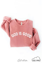 Load image into Gallery viewer, GOD IS GOOD PUFF Graphic Sweatshirt: TAN / L