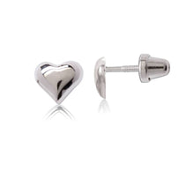 Load image into Gallery viewer, Sterling Silver Girls Puff Heart Earrings