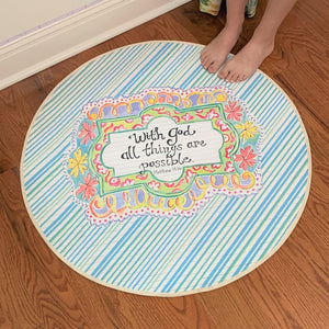 All Things Possible, 35" Round Bamboo Mat