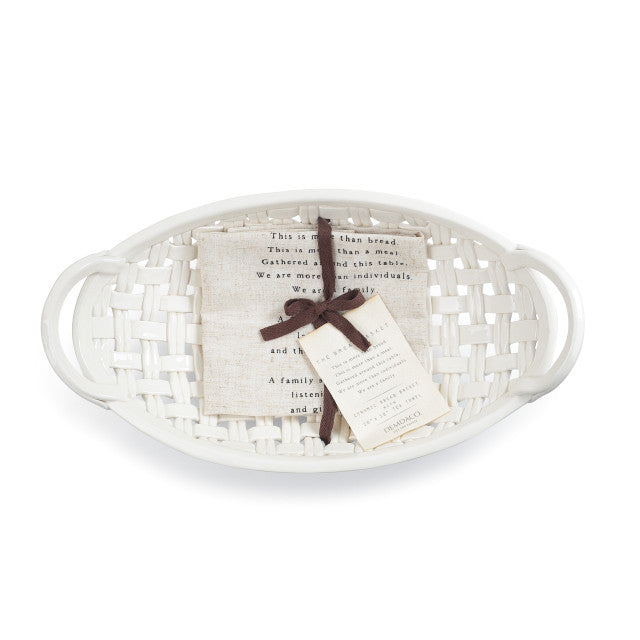 Ceramic Bread Basket with Towel