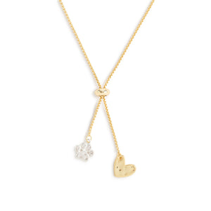 Lariat Charm Necklace - Paw Print and Heart