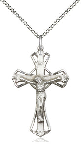 Sterling Silver Crucifix Necklace - 18" Sterling Silver Chain
