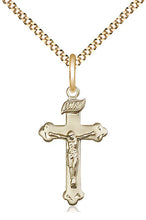 Load image into Gallery viewer, 14kt Gold Filled Crucifix Necklace - 18&quot; Gold Plated Chain