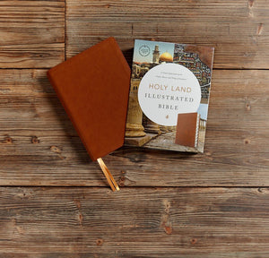 CSB Holy Land Illustrated Bible--soft leather-look, British tan