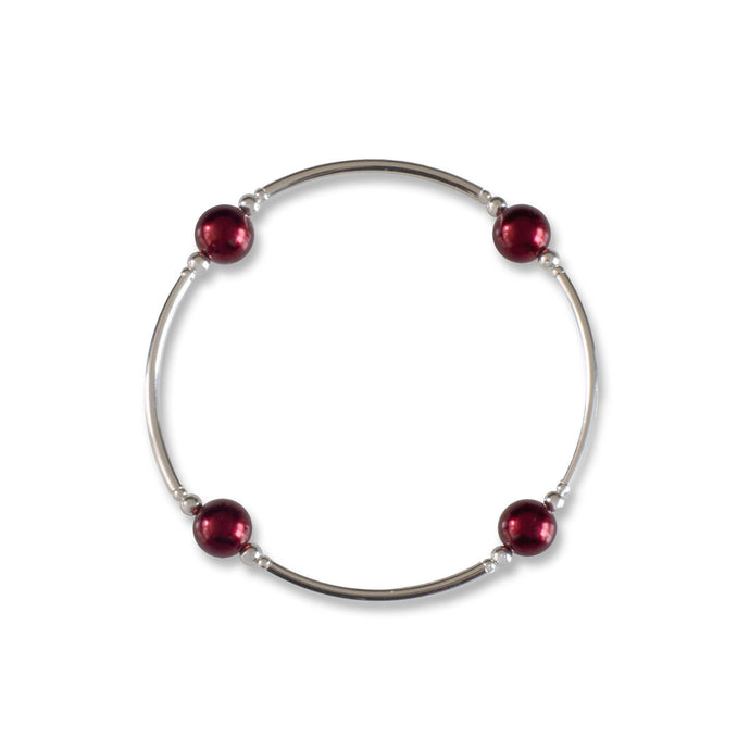 8mm Bordeaux Red Pearl Blessing Bracelet: S