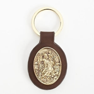 St. Christopher Leather Keychain