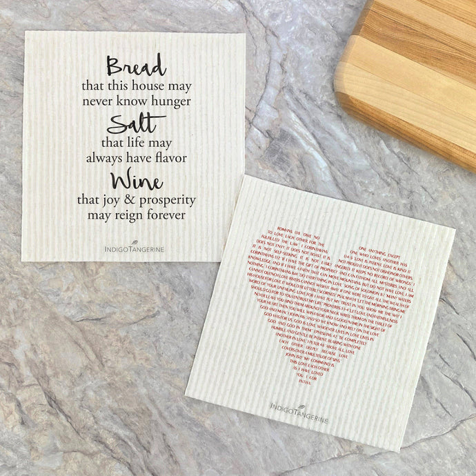 Bread Salt Wine, Heart Verses 2 pk - Swedish Dish Cloth