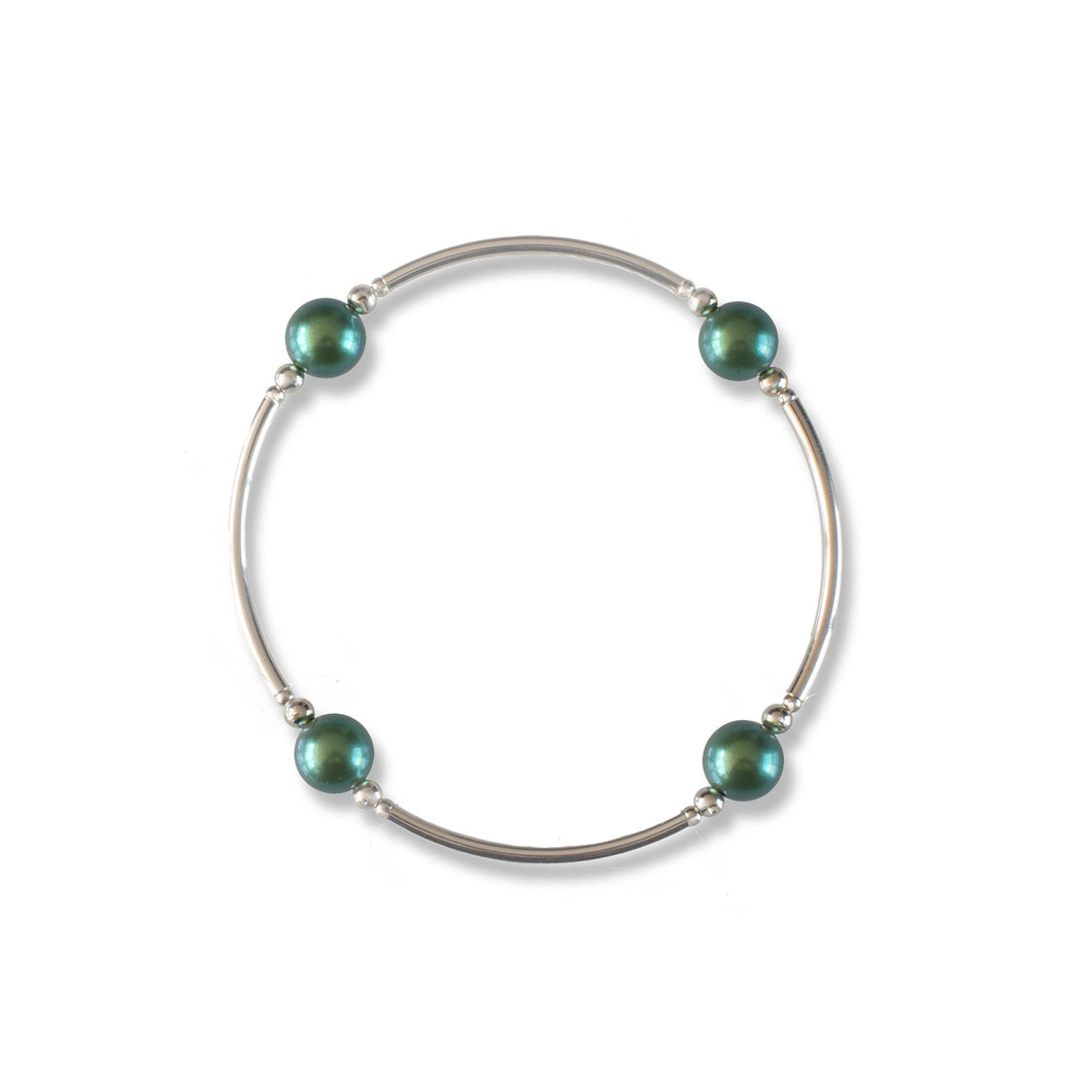 8mm Shimmer Green Pearl Blessing Bracelet