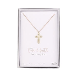 May Love and Faith Be Your Guide 15"L Cross Necklace