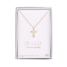 Load image into Gallery viewer, May Love and Faith Be Your Guide 15&quot;L Cross Necklace