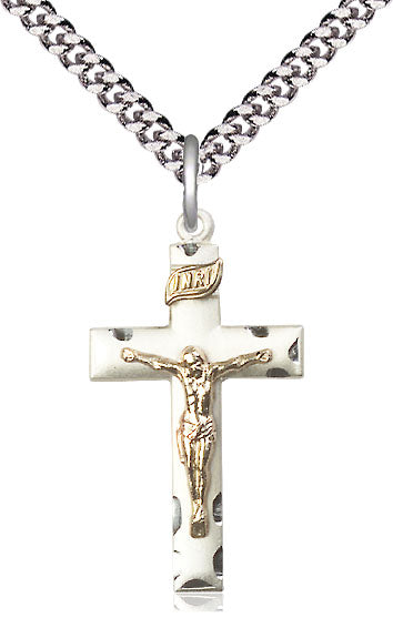 2-Tone Sterling Silver Crucifix Necklace - 20