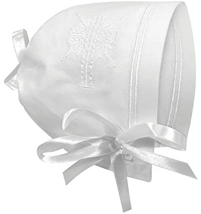 Christening Bonnet/Handkerchief with Straight Hem, White