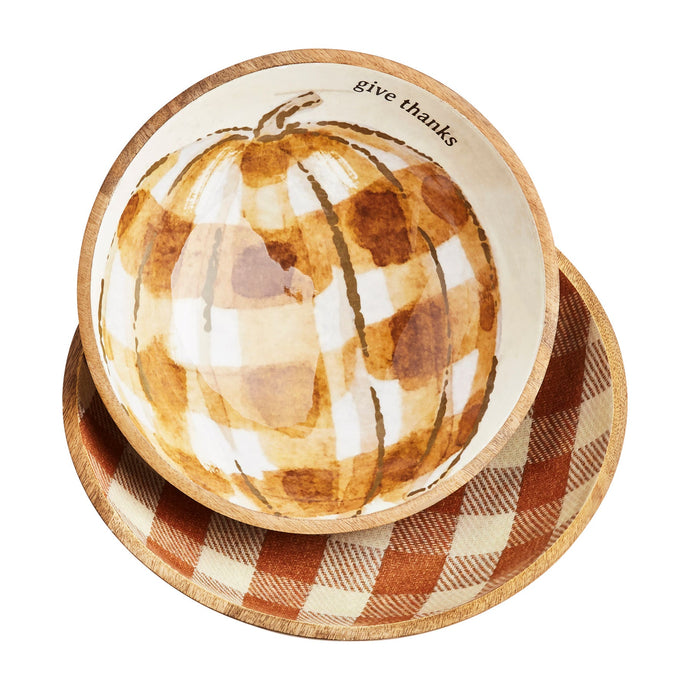 Plaid Pumpkin Bowl Set