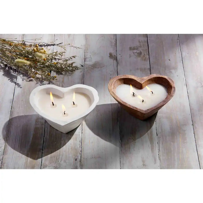 Wood Heart Candle