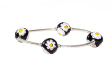 Load image into Gallery viewer, 12mm Black Daisy Murano Glass Blessing Bracelet