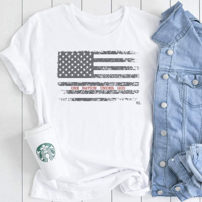 One Nation Under God USA Flag Graphic Tee
