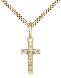 12kt Gold Filled Crucifix Necklace - 18" Gold Plated Chain