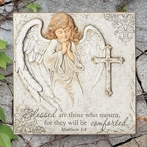 Angel With Cross Garden Stone