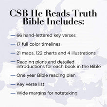 Load image into Gallery viewer, CSB He Reads Truth Bible, Black Leathertouch Indexed
