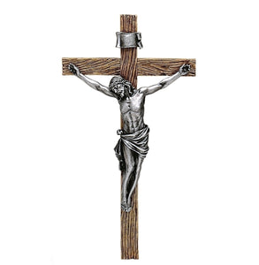 8.5"H Antique Silver Crucifix